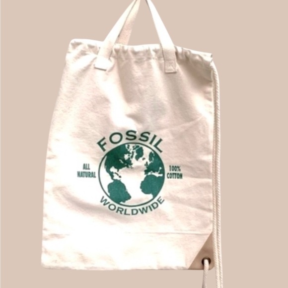NEW FOSSIL Vintage Sustainable Canvas Country String Bag - Picture 3 of 3